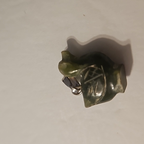 Jade Colored Stone That Is Hand Carved Duck Pendant - Picture 5 of 7